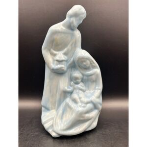 Vtg Holy Family Figurine Blue Ceramic Religious Christmas Nativity Decor 7.25"‎
